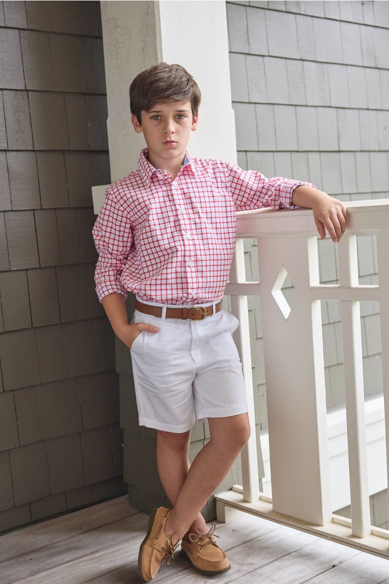 Kids' Plaid Button Down Shirt Blend, Alternate, color, Red Windowpane