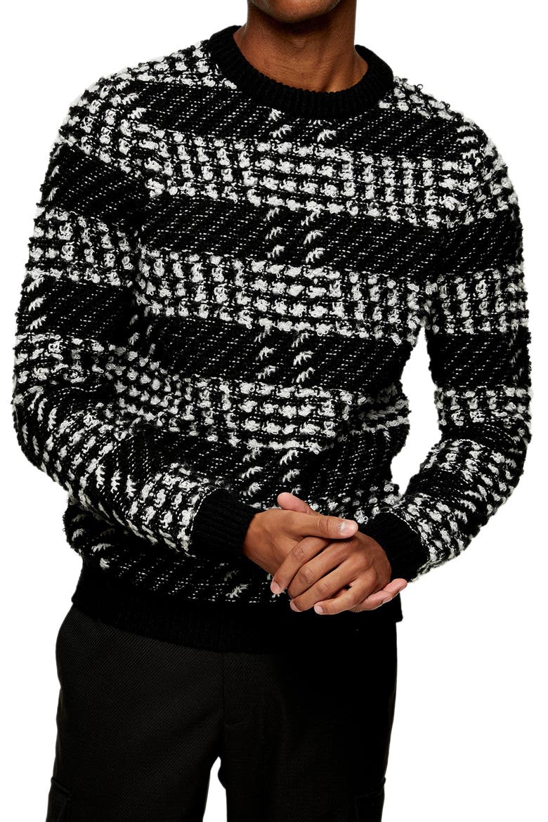 Check Sweater, Main, color, BLACK