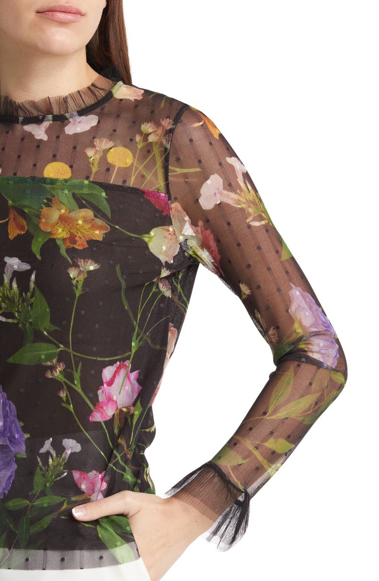 Ted Baker London Rosslee Floral Mesh Top, Alternate, color,