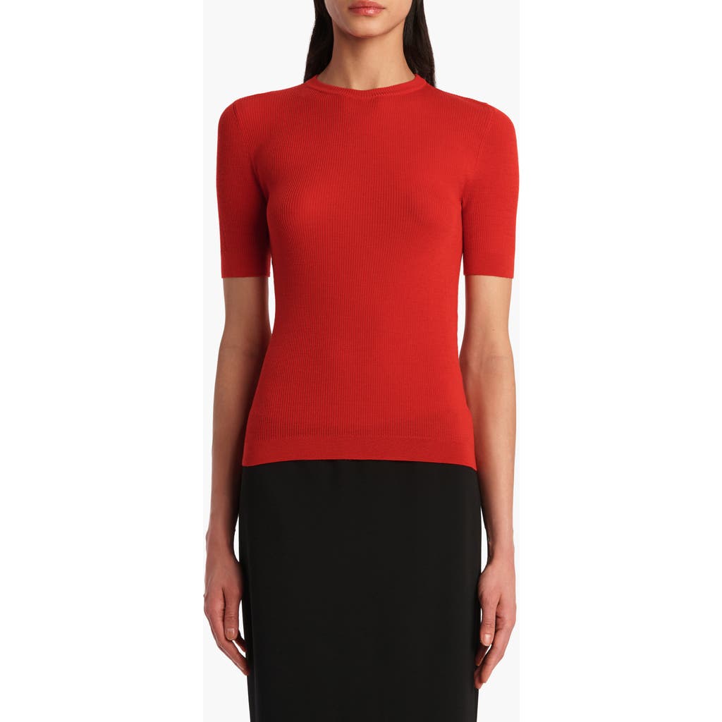 Khaite Celina Merino Wool Blend Rib Sweater In Red
