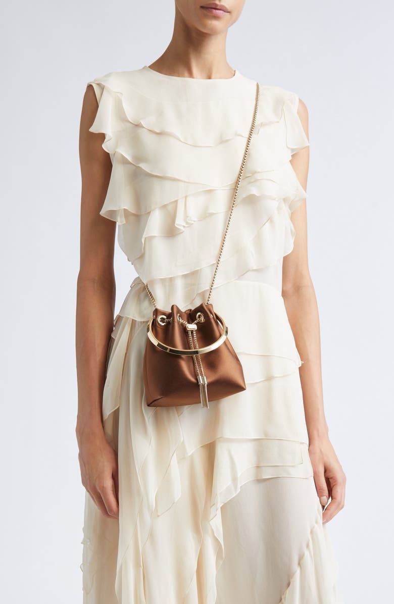 Jimmy Choo Bon Bon Sequin Mesh Pouch, Alternate, color, Ivory/ Silver