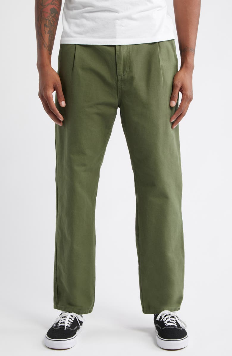 Service Works Pleated Cotton Canvas Waiter Pants, Main, color, Olive