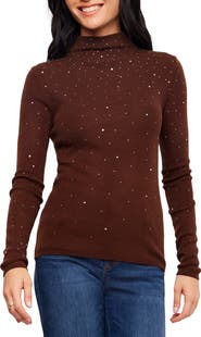 Karen Kane Rhinestone Mock Neck Sweater
