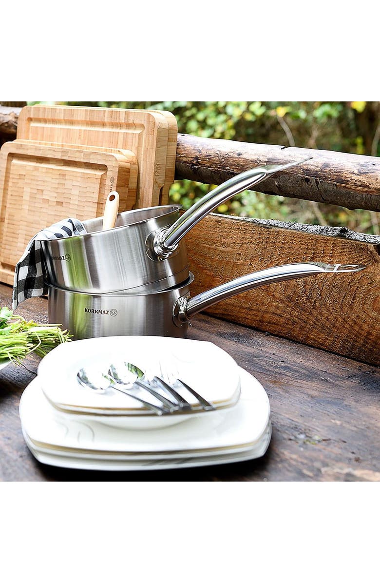 Korkmaz Gastro Proline 2.8 Liter Stainless Steel Saucepan, Alternate, color, Metallic Silver