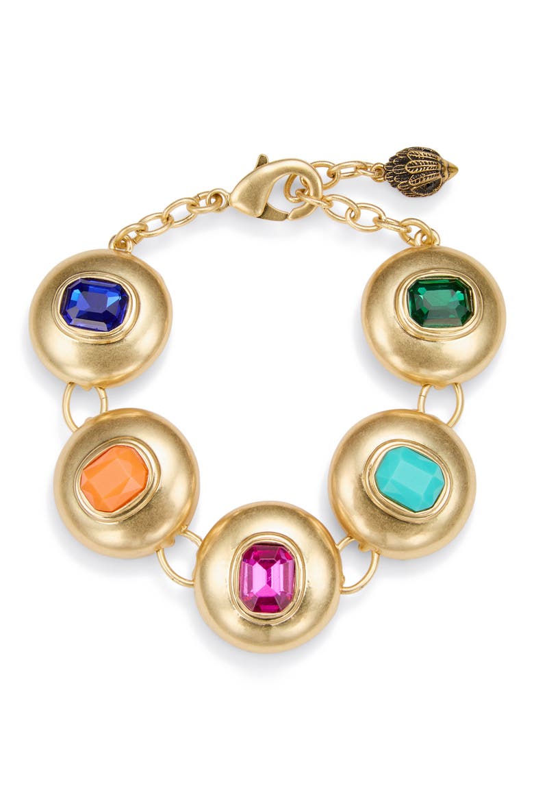 Crystal Button Flex Bracelet, Main, color, GOLD/ MULTI