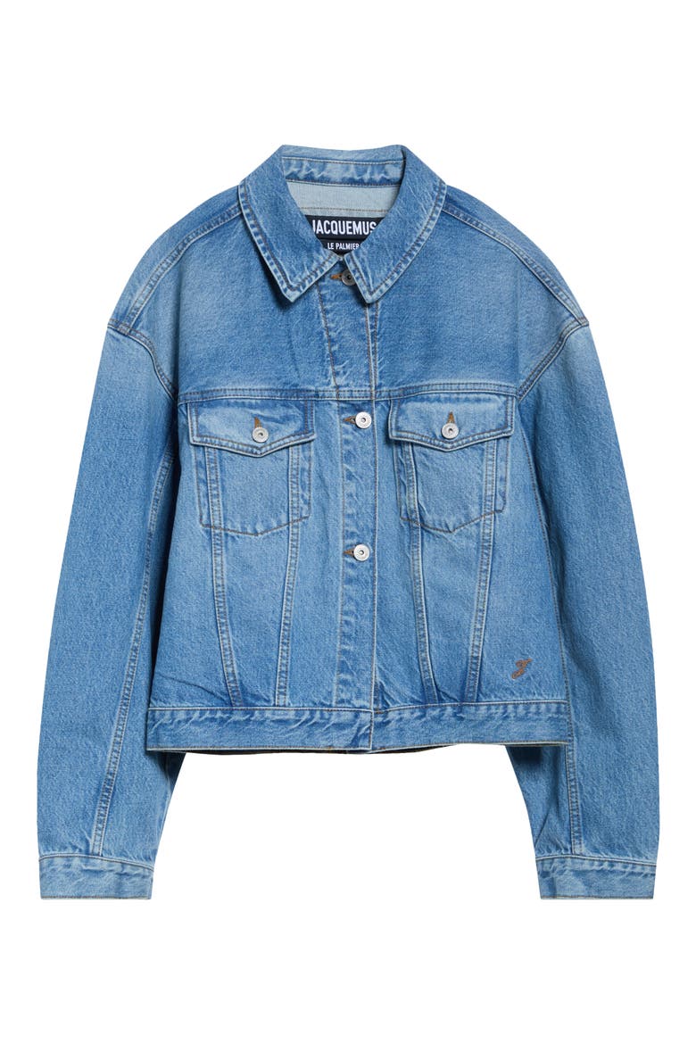 La Veste de Nîmes Denim Jacket, Main, color, BLUE/ TABAC