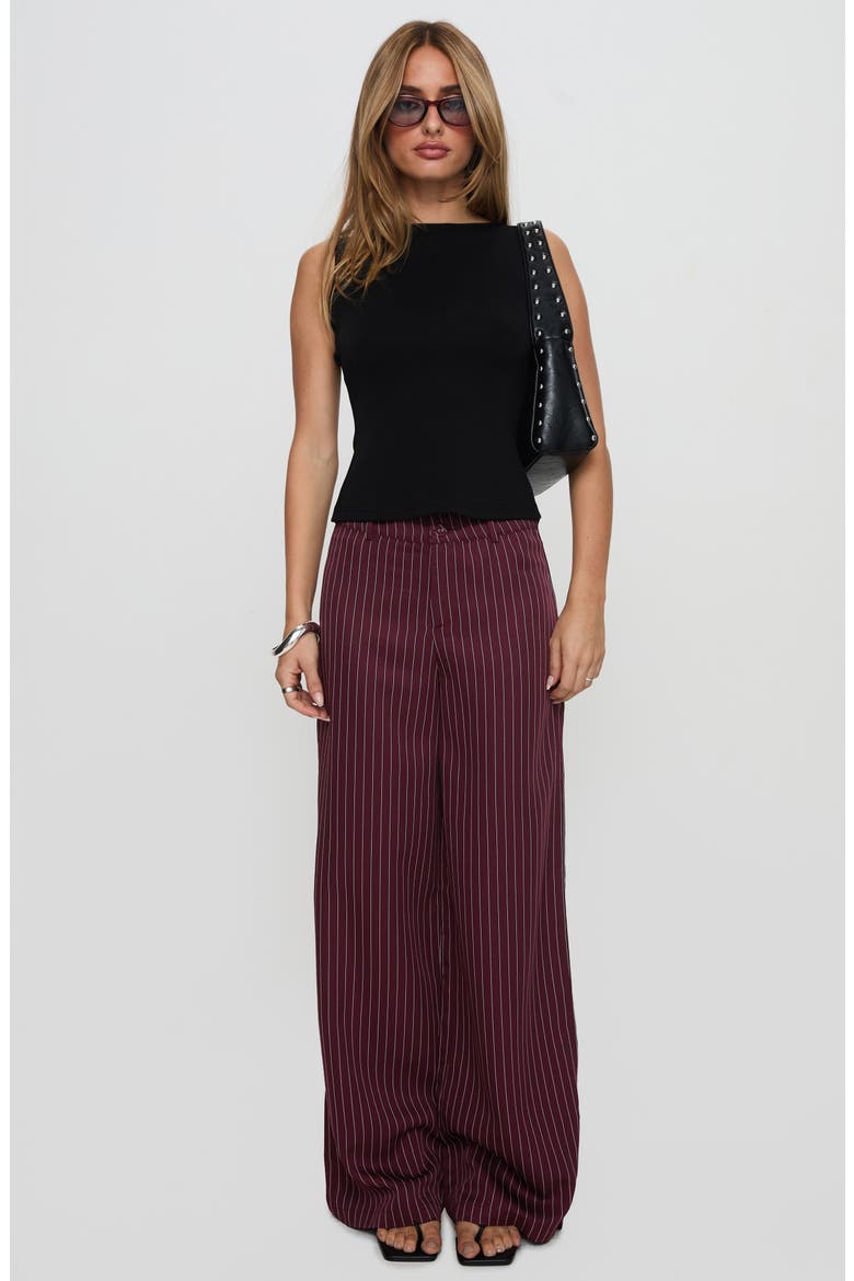 Lorenne Stripe Wide Leg Pants, Alternate, color, BURGUNDY PINSTRIPE
