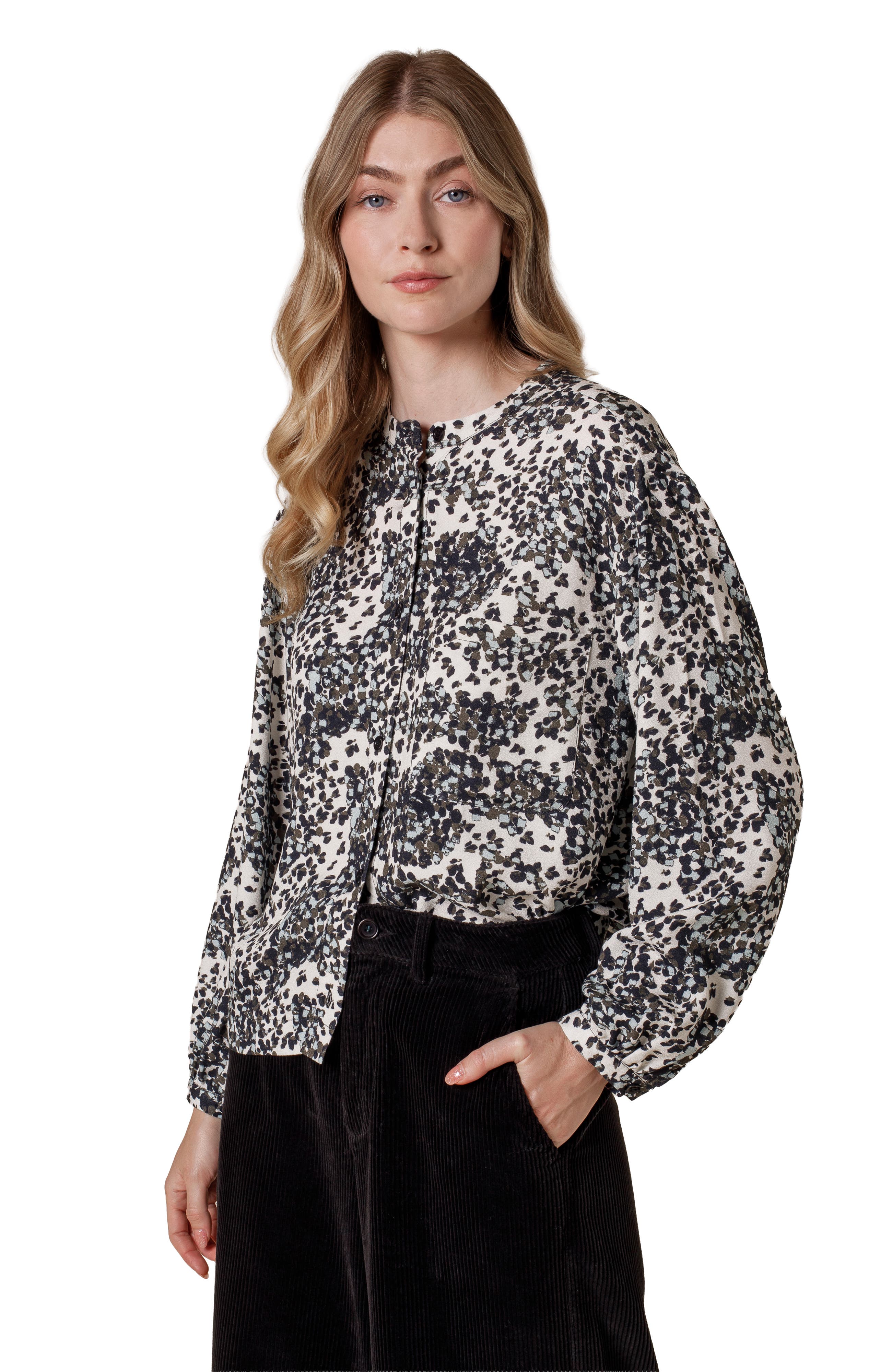 Printed Drop Shoulder Long Sleeve Shirt