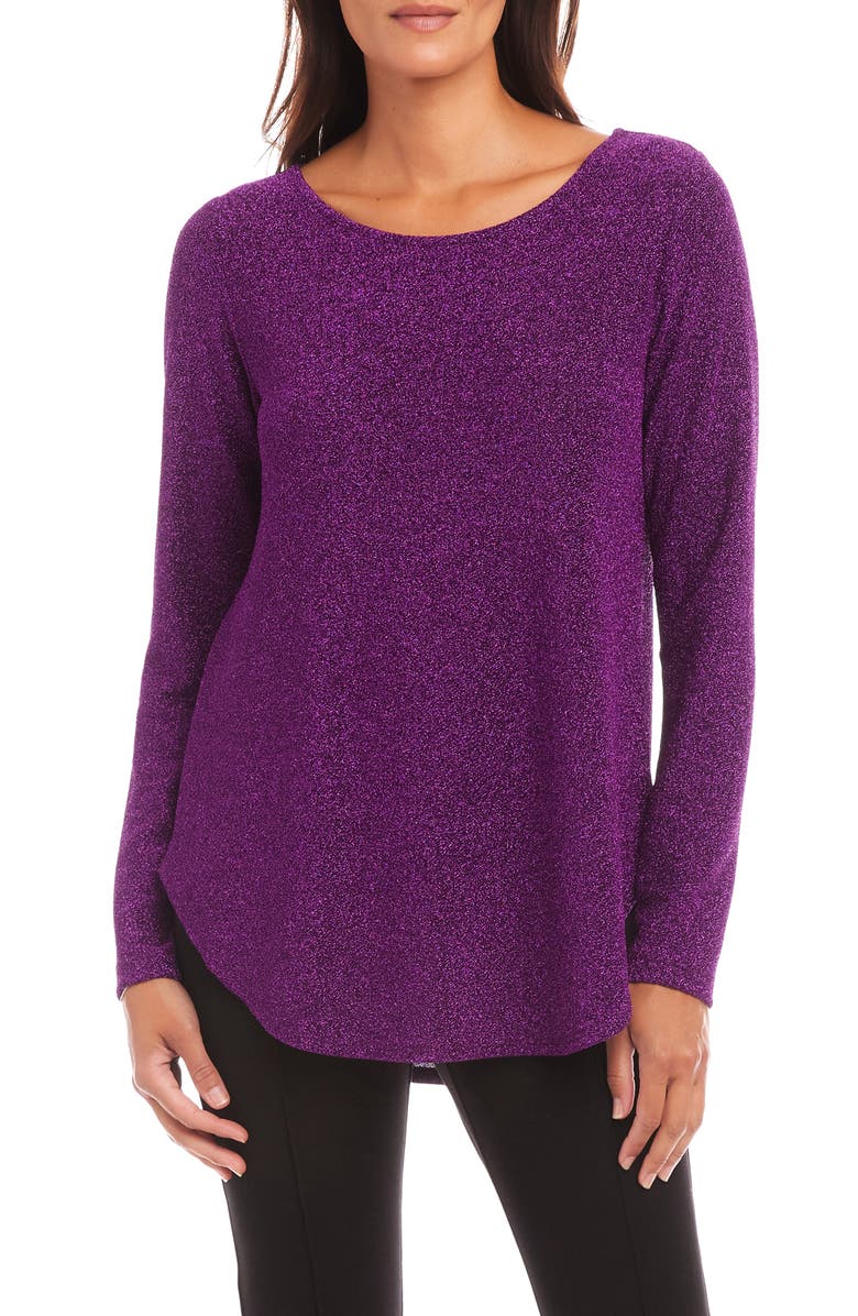 Karen Kane Metallic Knit Shirttail Top, Main, color,