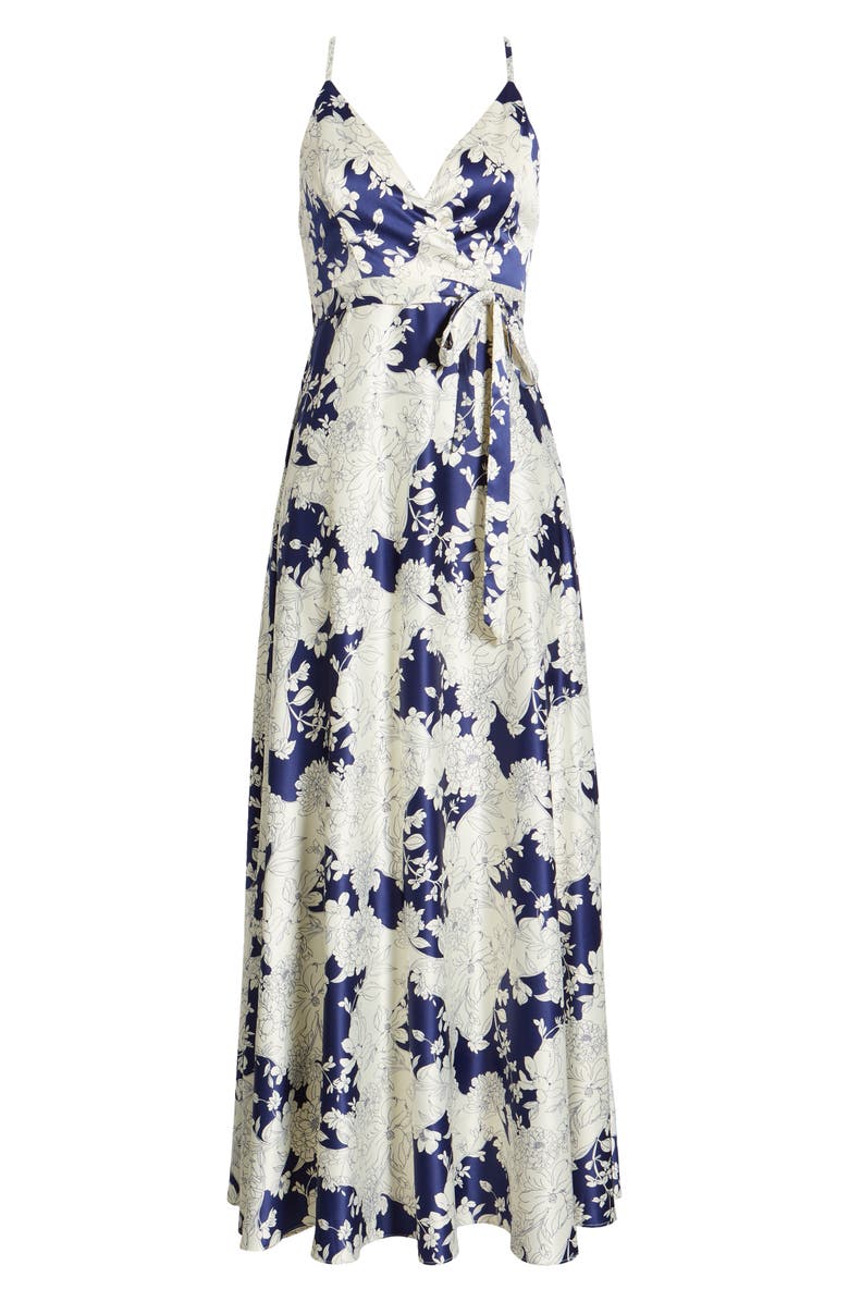 Lulus Tea Gardens Satin Maxi Dress, Alternate, color, 