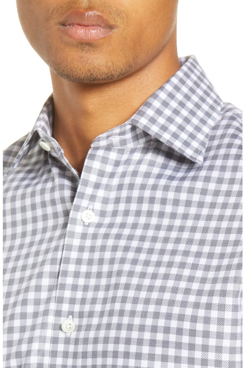 Slim Fit Check Dress Shirt, Alternate, color, TEXTURE CARBON