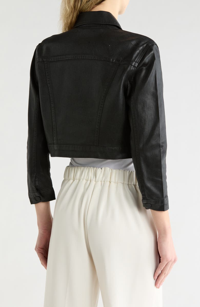 L'AGENCE Koda Coated Denim Crop Jacket, Alternate, color, French Vanilla Coated