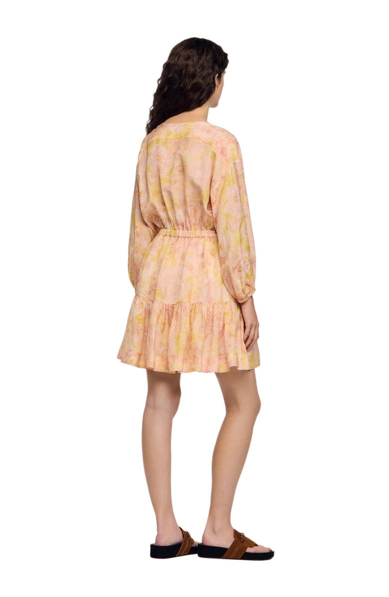 SANDRO Flower print short dress, Alternate, color, Pink / Green