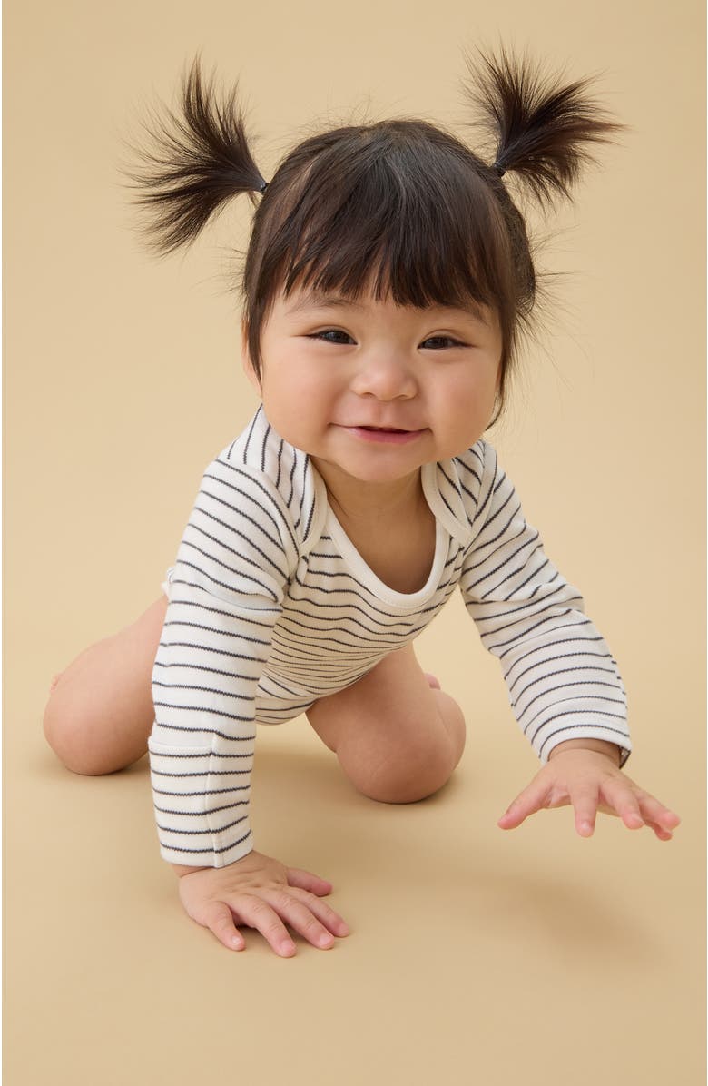 MORI Long Sleeve Bodysuit, Alternate, color, Grey Stripe