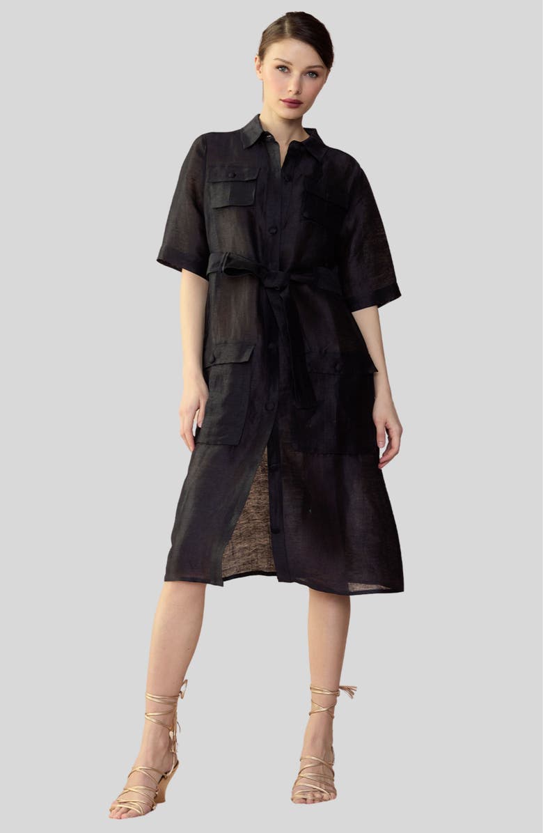 Cynthia Rowley Lisbon Linen Shirt Dress, Main, color,