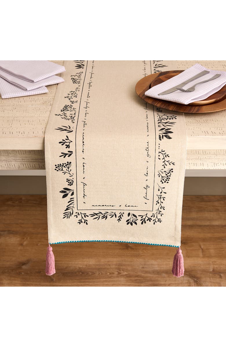 Design Imports Gather Together Embellished Table Runner, Alternate, color, Beige