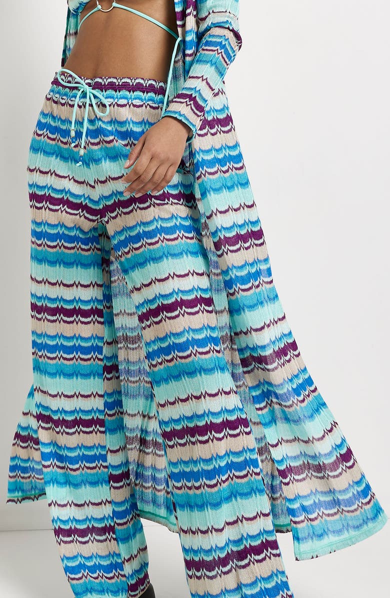 River Island Zigzag Knit Wide Leg Beach Trousers, Alternate, color, 