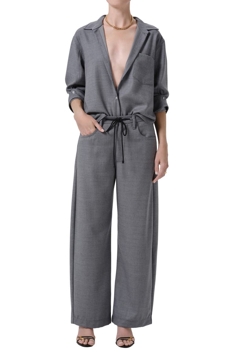 Kayla Shrunken Felted Wool Shirt, Alternate, color, GRIS LT MD GREY