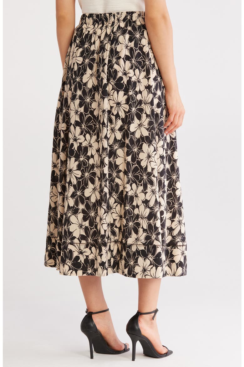 Floral Pocket Cotton Maxi Skirt, Alternate, color, BEIGE/ BLACK FLOWER