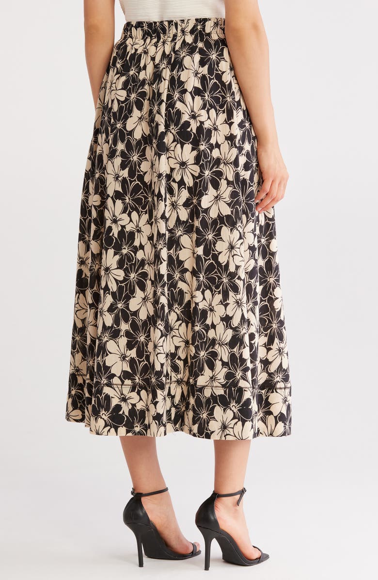 JASON WU Floral Pocket Cotton Maxi Skirt, Alternate, color, Beige/ Black Flower