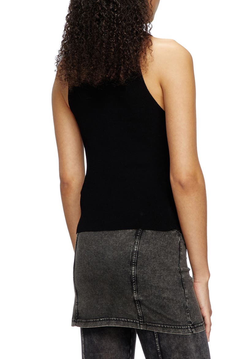M-Caddix-Top Logo Cutout Sleeveless Rib Top, Alternate, color, DEEP/ BLACK