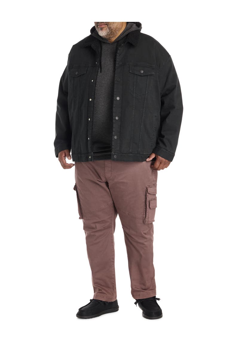 Big & Tall Black Denim Jacket, Alternate, color, COZY NIGHTS