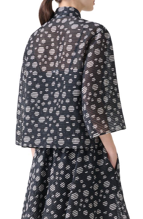 Akris Punto Circle Print Burnout Stripe Boxy Shirt
