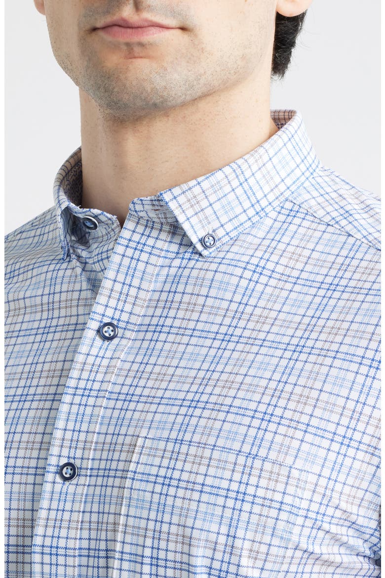 XC Motion Performance Knit Button-Up Shirt, Alternate, color, BLUE/ TAN PLAID
