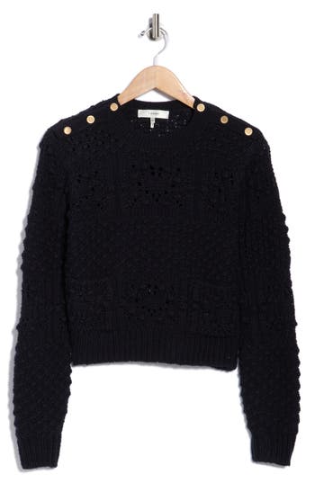 Frame Embellished Patch Pocket Sweater In Black