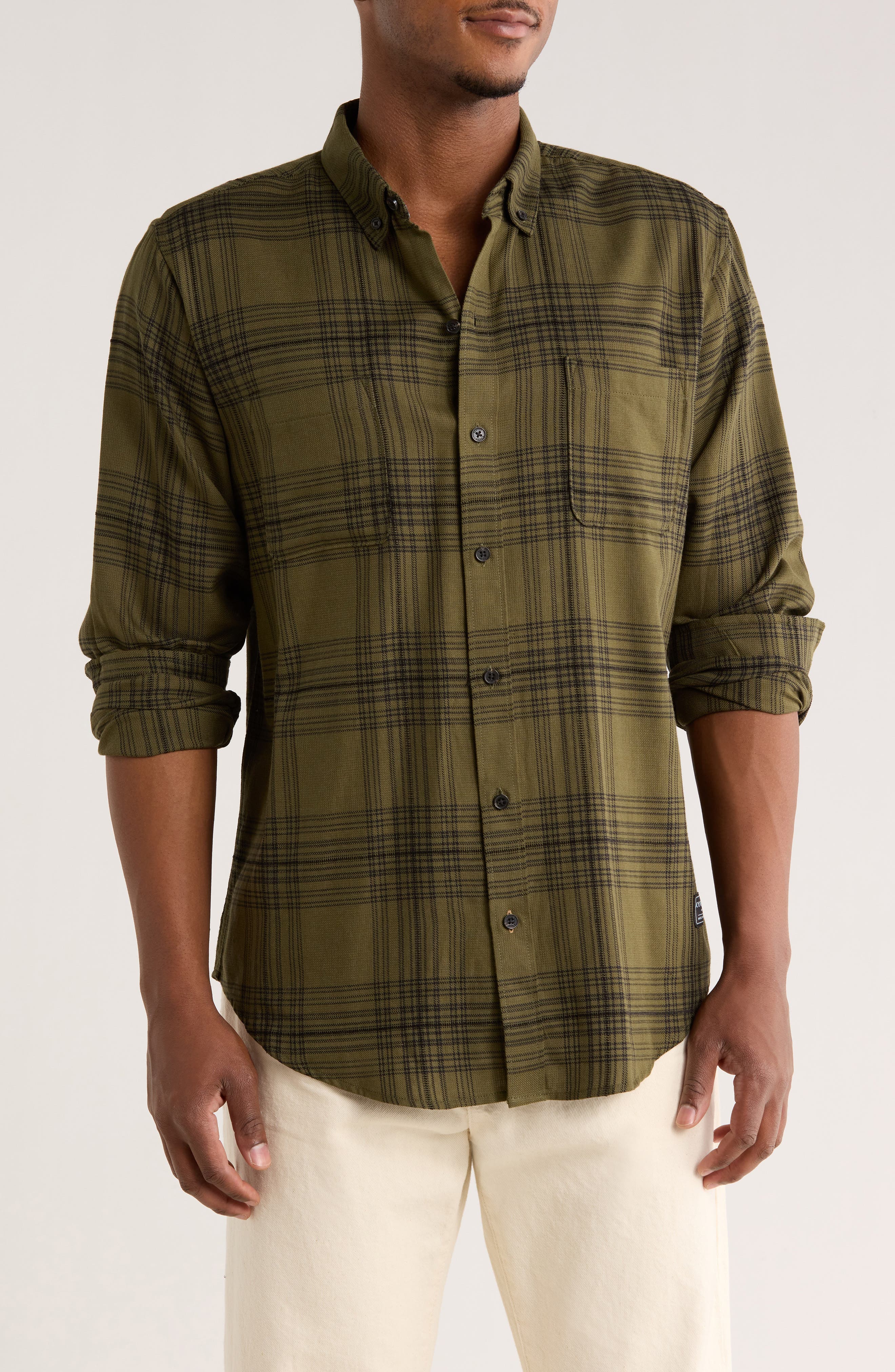Scotch & Soda Textured Plaid Button-Up Shirt
