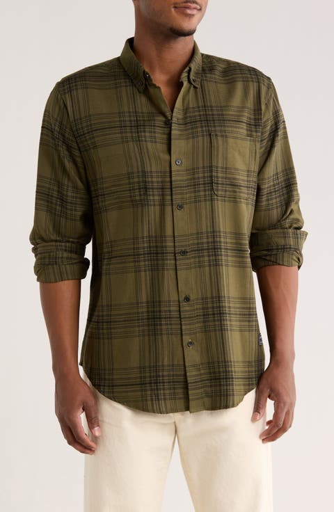 Textured Plaid Button-Up Shirt