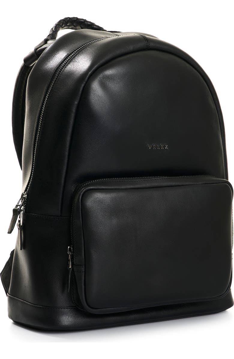 Velez Smooth Leather Backpack with Vintage Effect, Alternate, color, Black