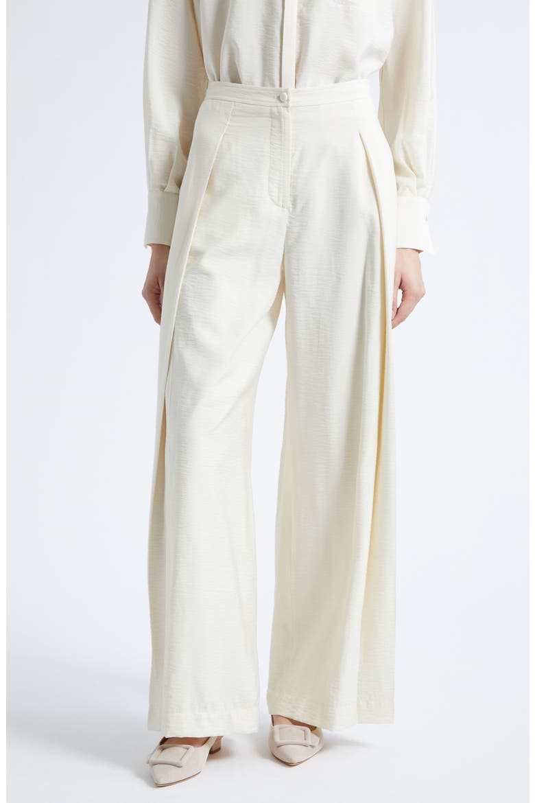 Reverse Pleat Techno Rayon Wide Leg Pants, Main, color, IVORY