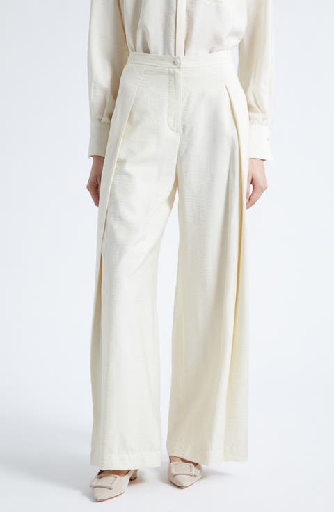 Reverse Pleat Techno Rayon Wide Leg Pants
