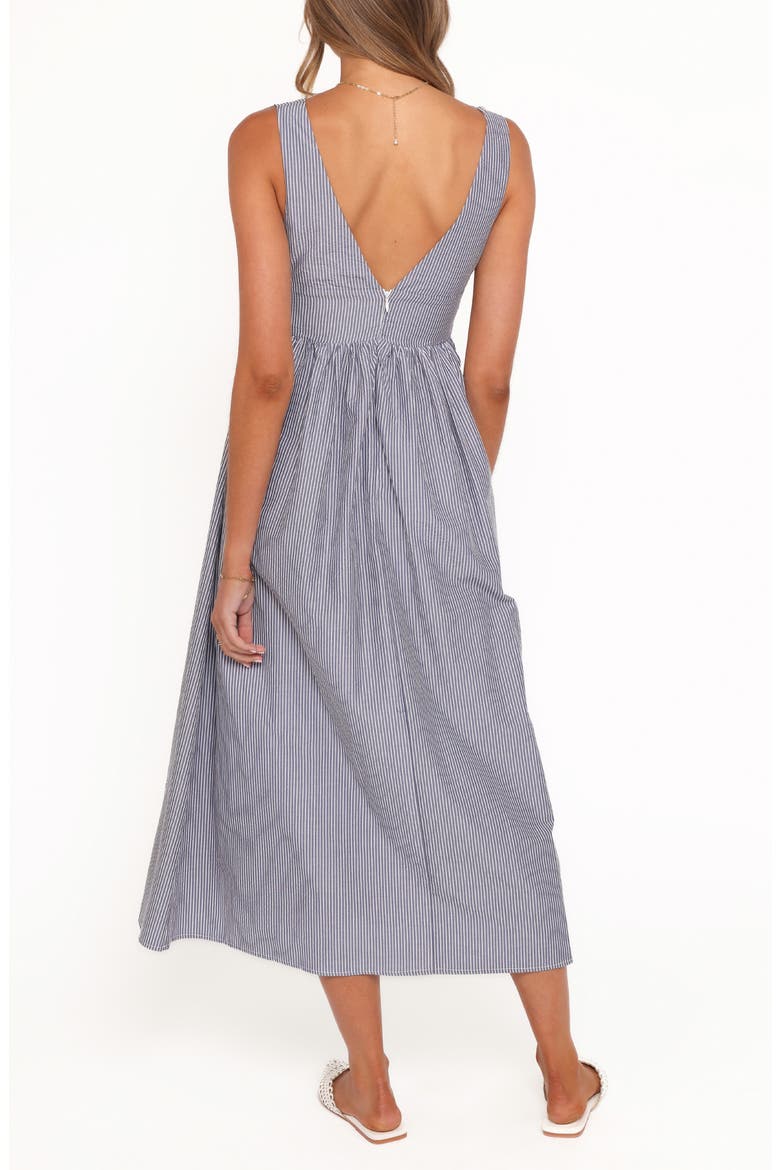 Annora Pinstripe Cotton Midi Dress, Alternate, color, NAVY PINSTRIPE