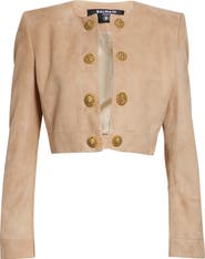 Balmain Crop Suede Spencer Jacket