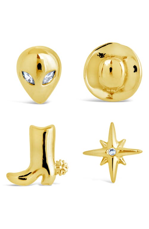 Sterling Forever Space Cowgirl Mismatched Stud Earrings in Gold 