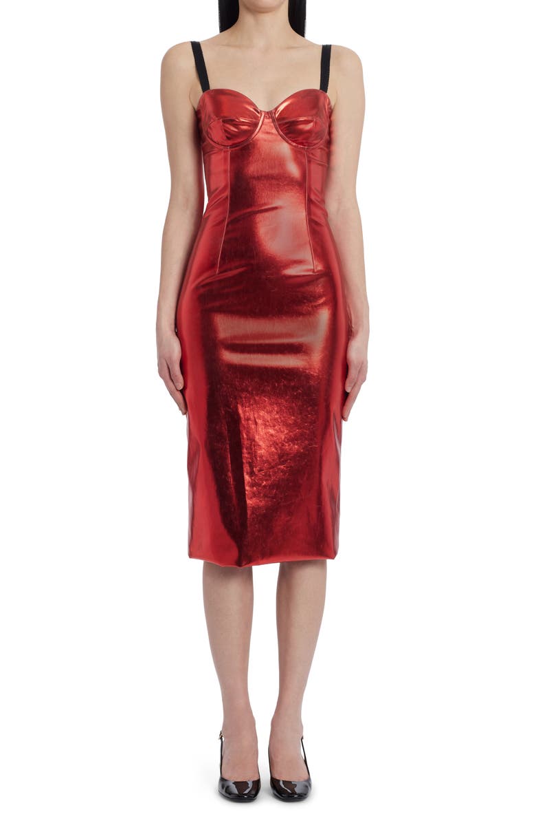 Dolce&Gabbana Laminated Bustier Sheath Dress, Main, color,
