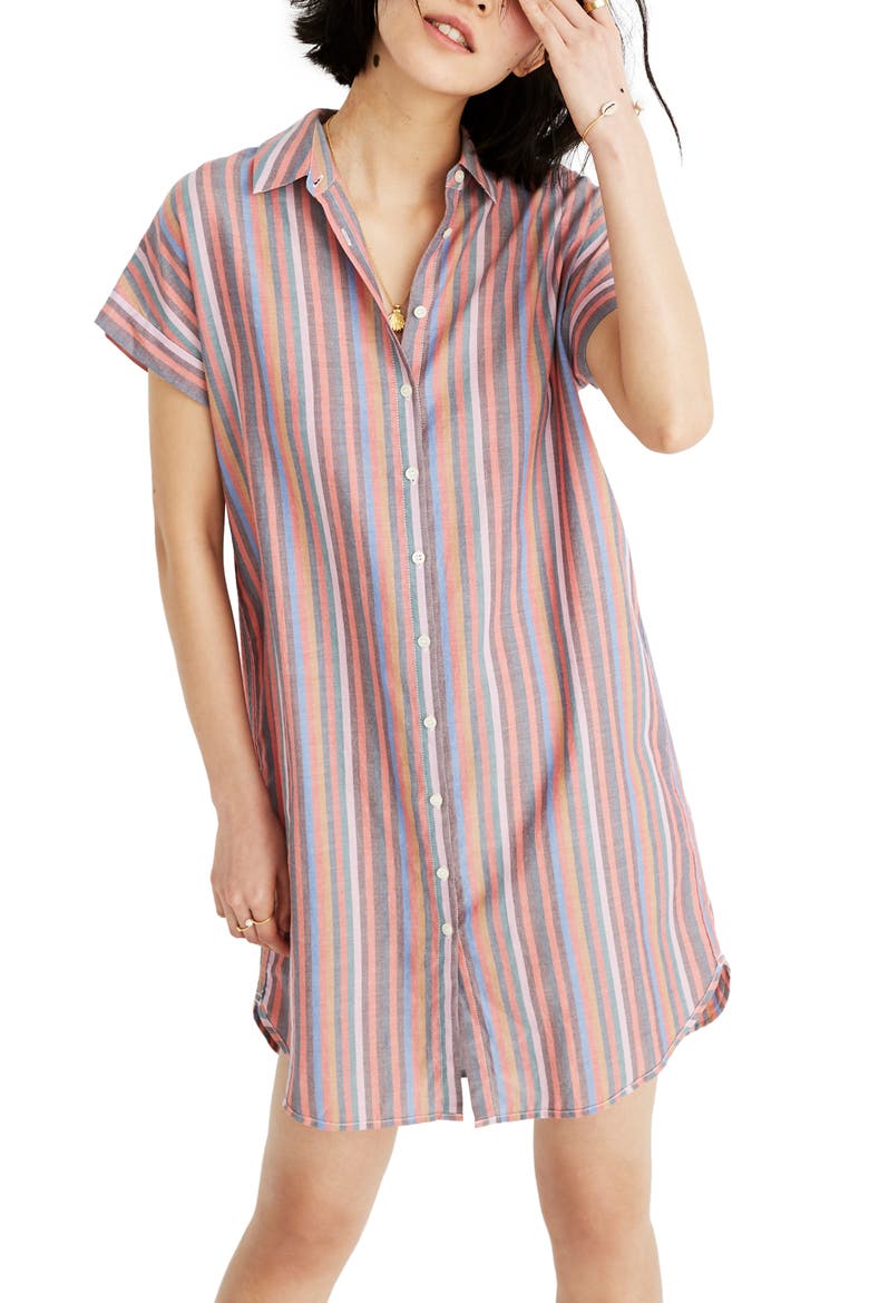 Stripe Central Shirtdress, Main, color, MULLED WINE SMITH STRIPE
