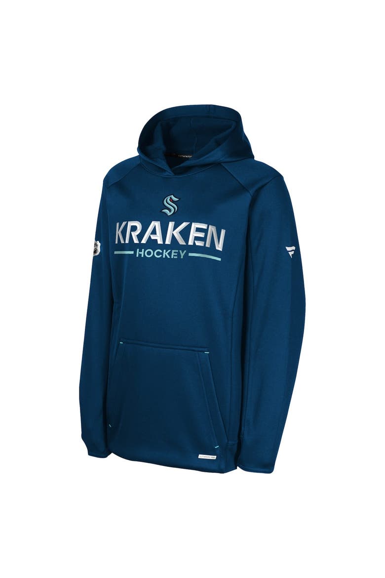 Youth Fanatics Deep Sea Blue Seattle Kraken Authentic Pro Rink Raglan Hoodie, Alternate, color, Navy