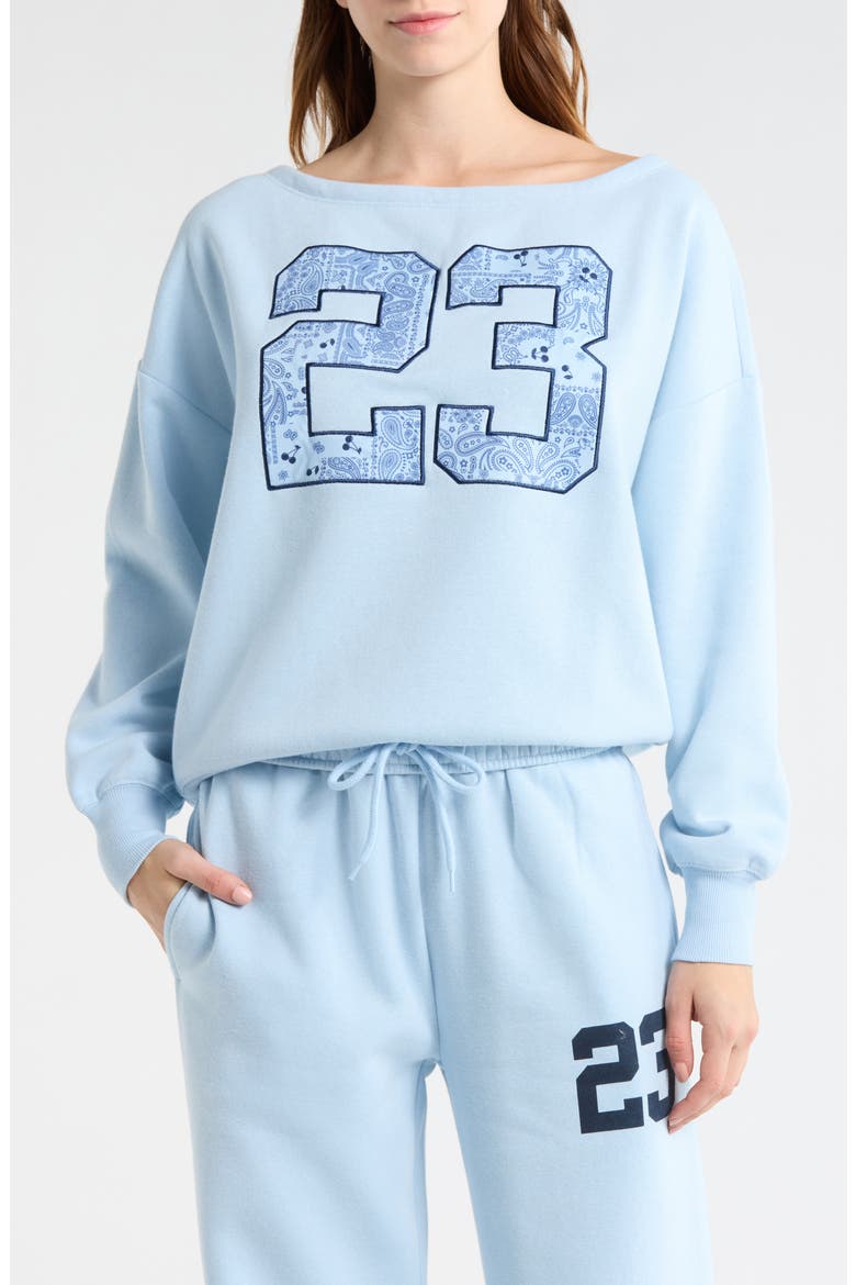 23 Appliqué Fleece Sweatshirt, Main, color, LIGHT BLUE