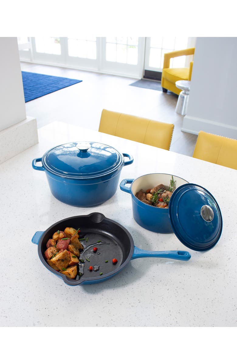 BergHOFF Neo Enamel Cast Iron Cookware 10-Piece Set - Blue, Alternate, color, Blue