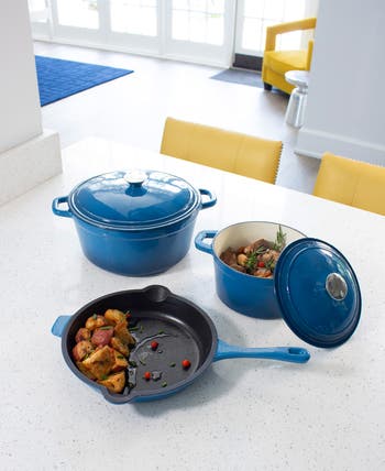 Neo Enamel Cast Iron Cookware 10-Piece Set - Blue