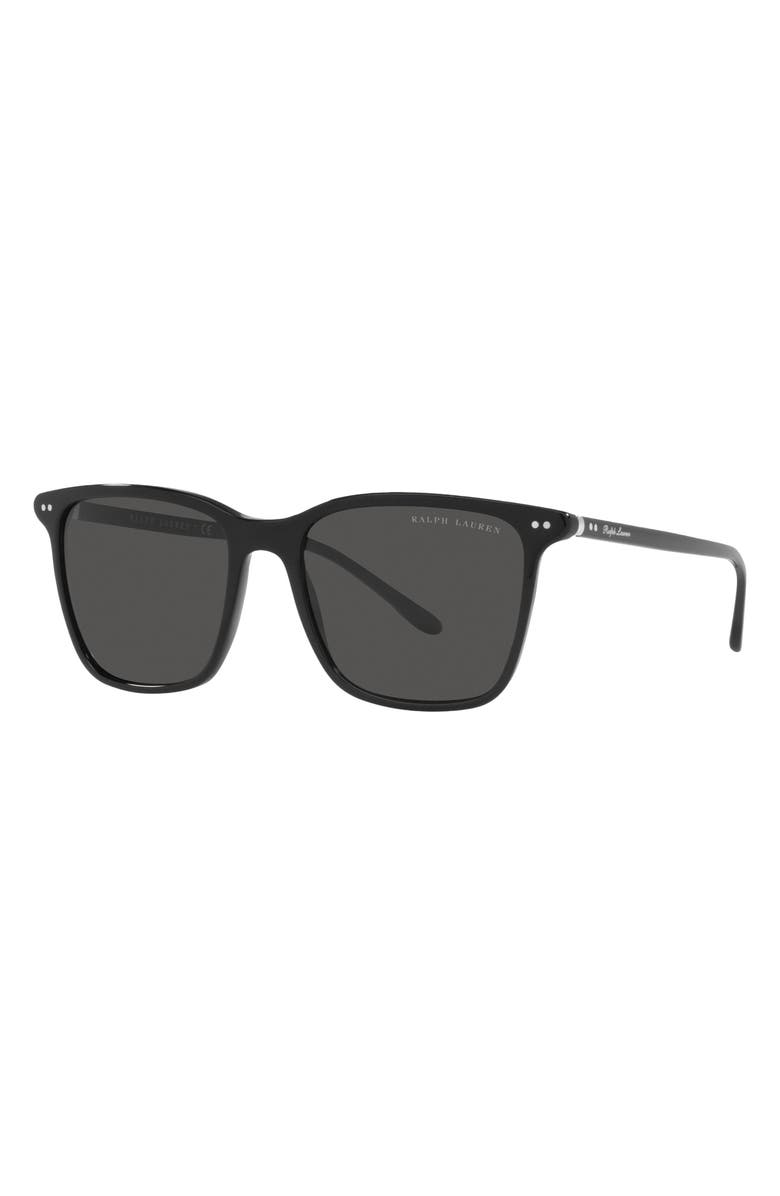 Ralph Lauren 53mm Pillow Sunglasses, Alternate, color, Shiny Black / Dark Grey
