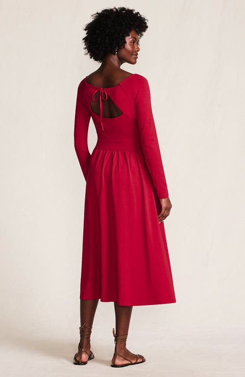 Lands' End Cotton Modal Off Shoulder Midi Dress In Red