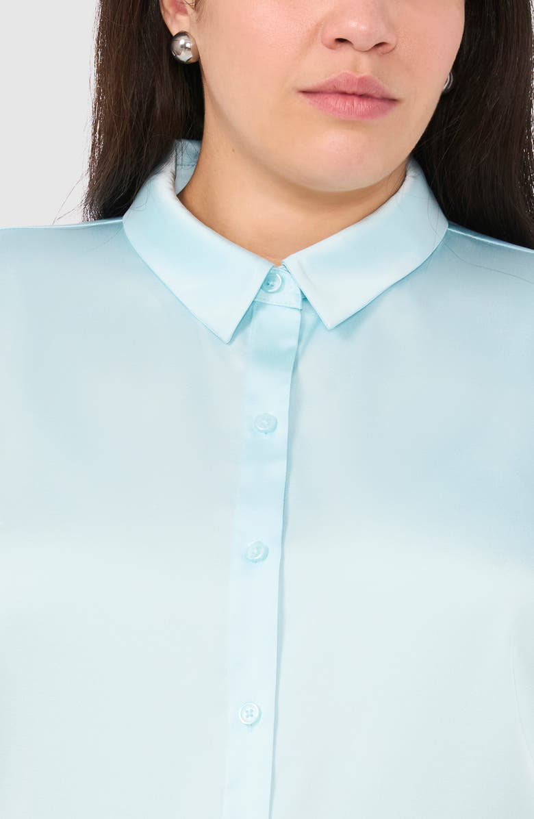 Halogen<sup>®</sup> Satin Button-Up Shirt, Alternate, color, Iced Aqua