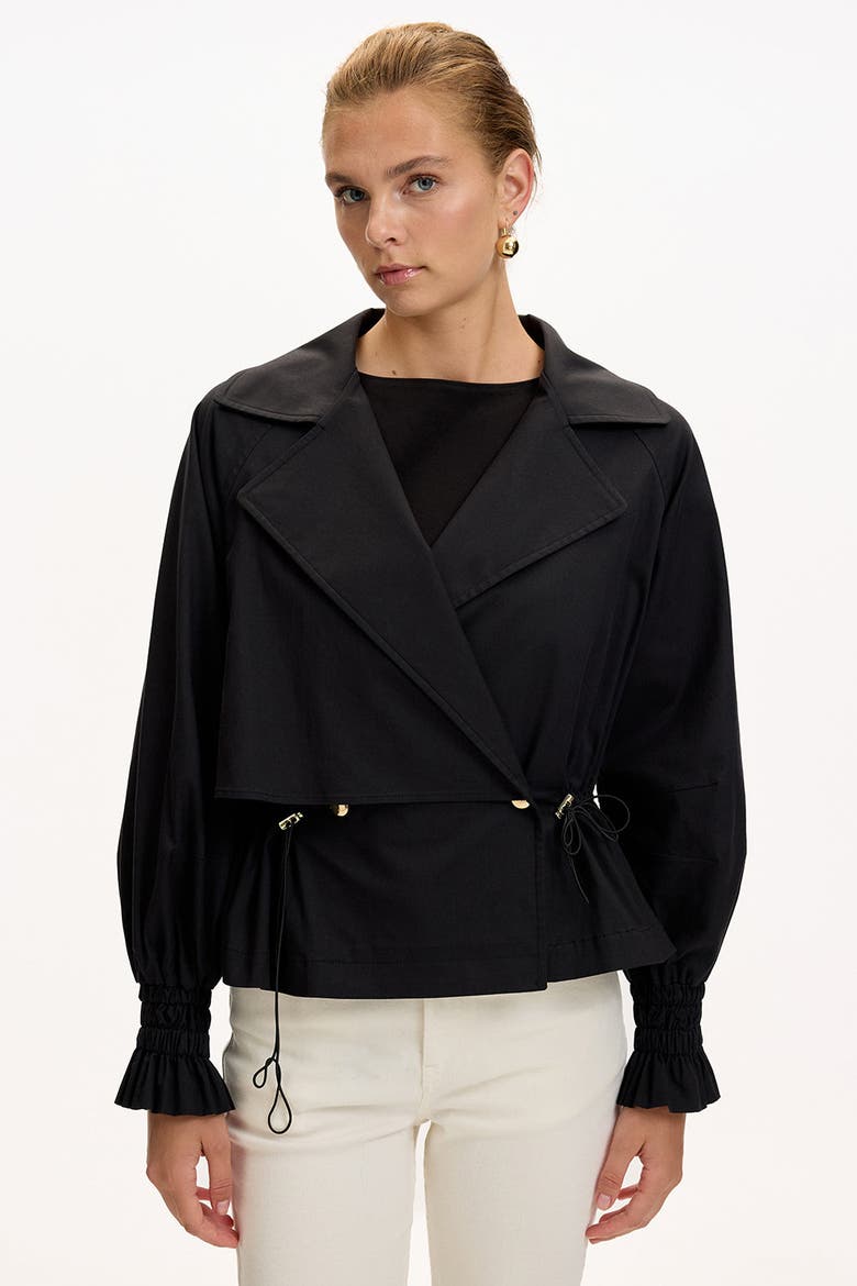 Yareli Shirt Collar Cotton Jacket, Alternate, color, BLACK