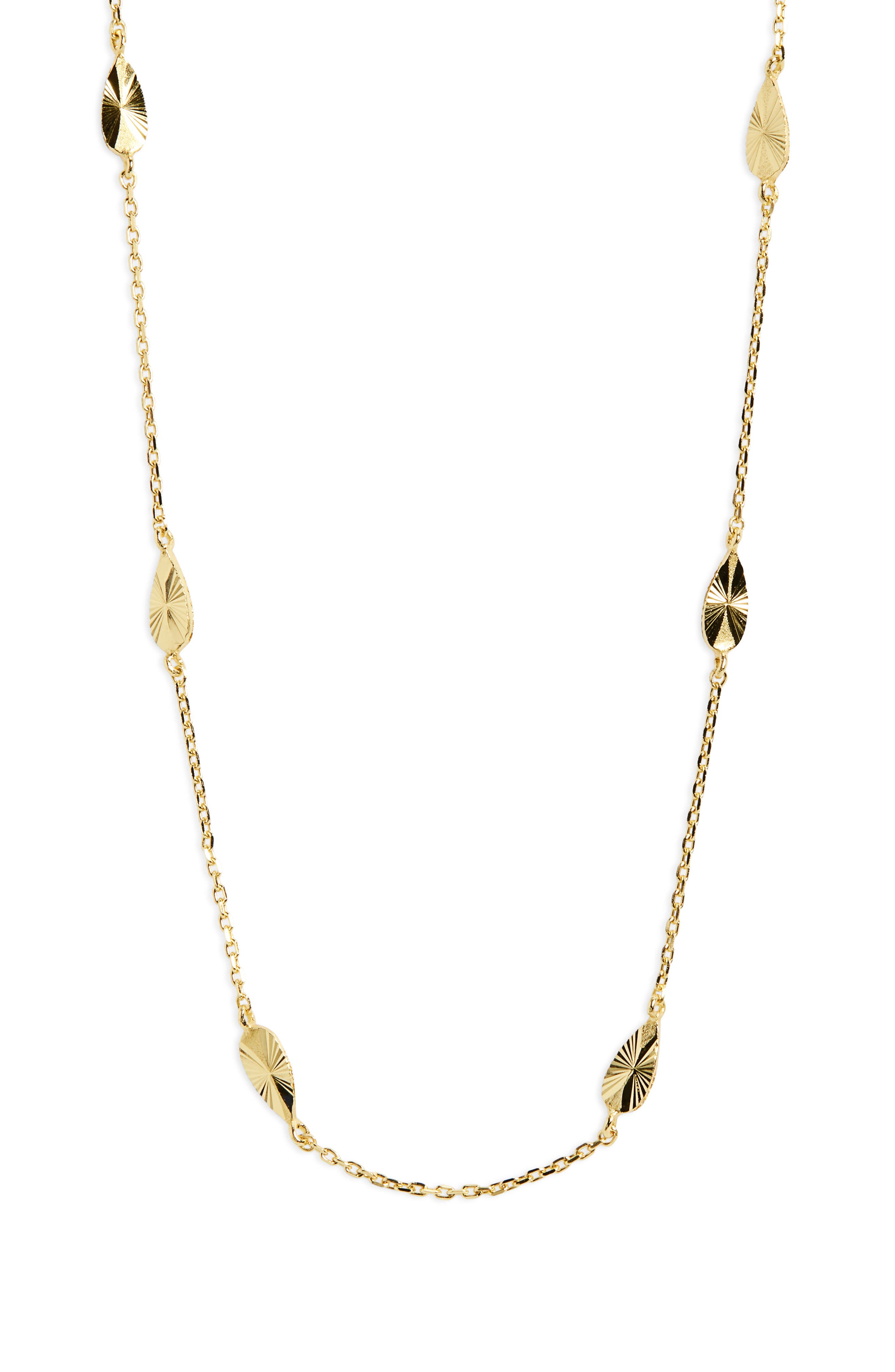 Argento Vivo Sterling Silver Textured Station Necklace in Gold 