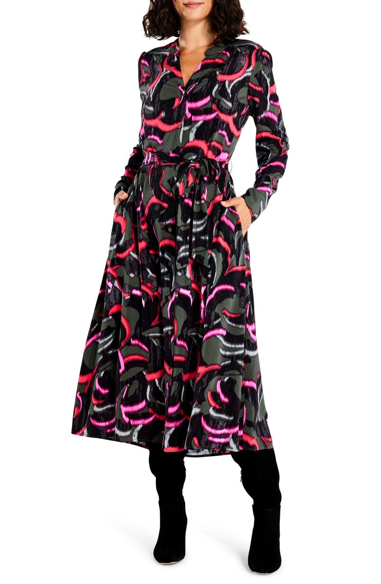 NIC+ZOE Neon Doodle Long Sleeve Maxi Dress, Main, color, 