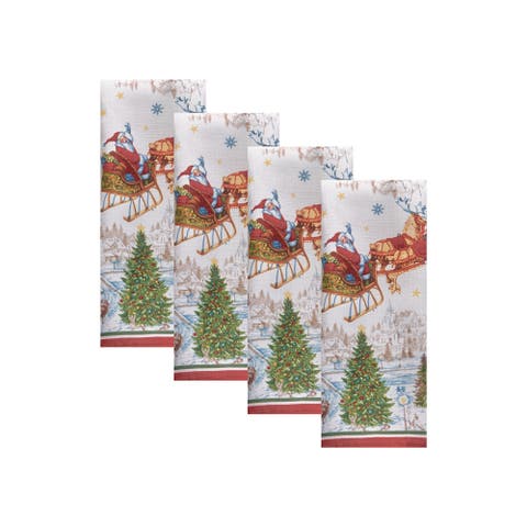 Santa's Snowy Sleighride Napkins Set Of 4